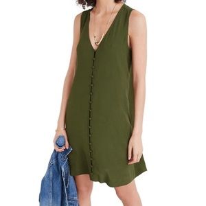 Madewell heather button front dress forest green